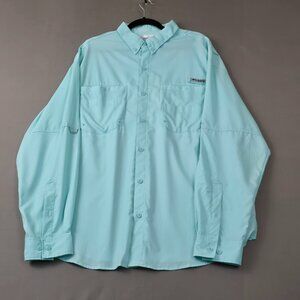 Columbia PFG Tamiami II Fishing Shirt Mens XL Long Sleeve Mint Button